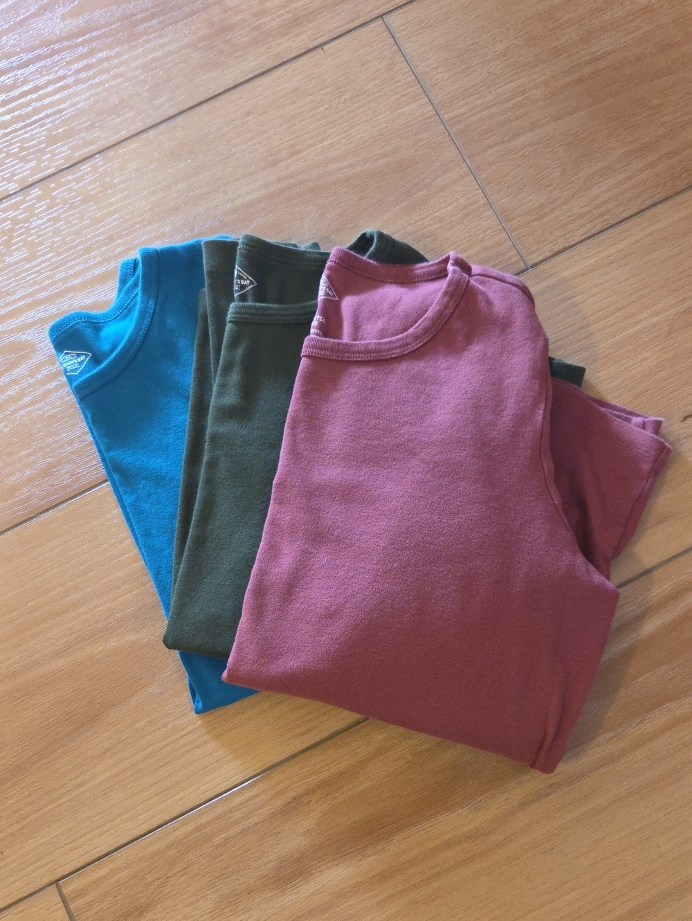 St. John's Bay Long Sleeve Tees in Teal, Olive, and Rose